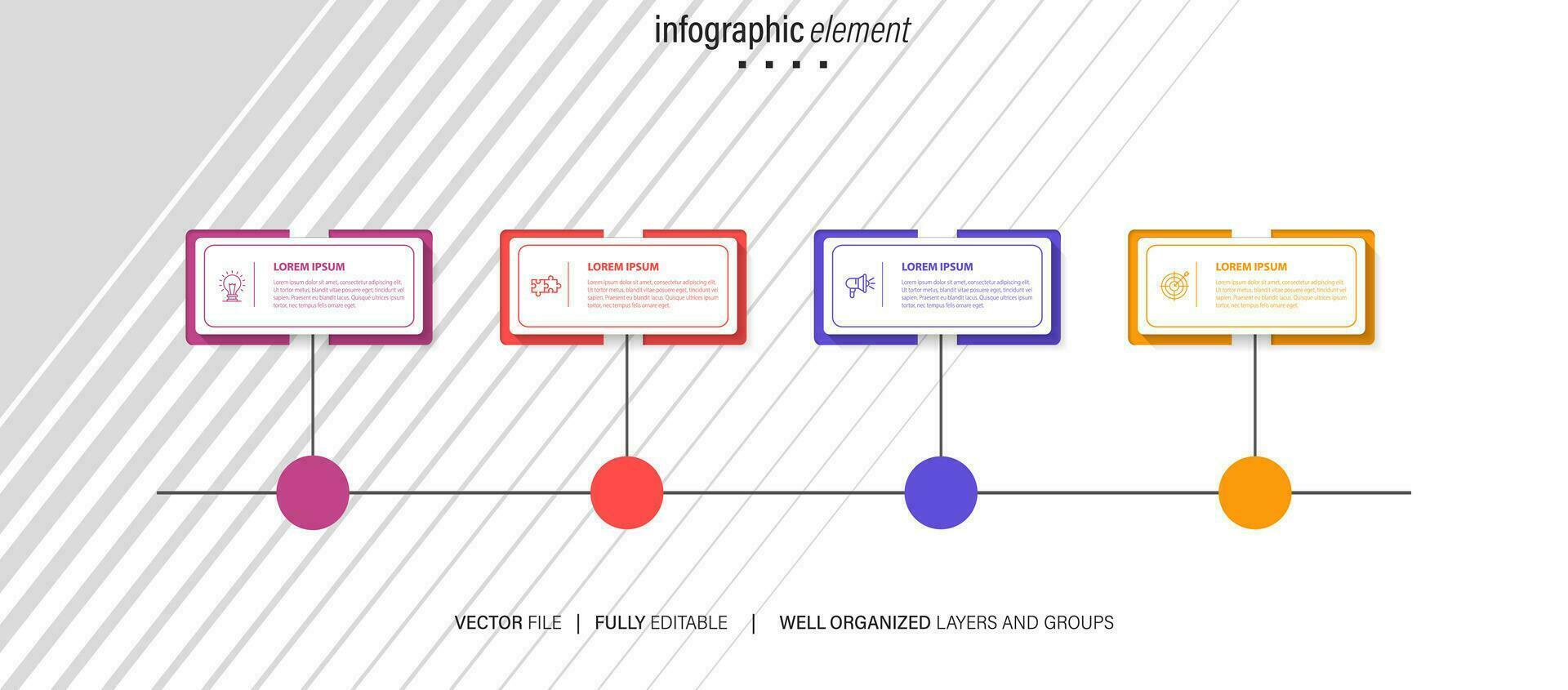 plantilla de diseño infográfico empresarial con 4 opciones, pasos o procesos. se puede utilizar para diseño de flujo de trabajo, diagrama, informe anual, diseño web vector