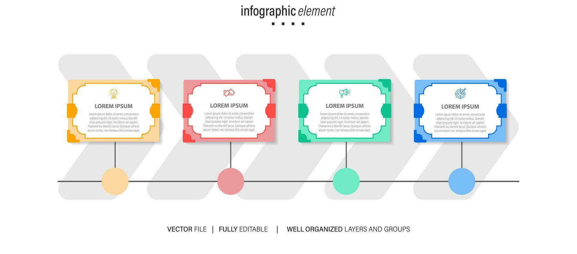 resumen elementos de grafico infografía modelo con etiqueta, integrado círculos negocio concepto con 4 4 opciones para contenido, diagrama, diagrama de flujo, pasos, partes, cronograma infografía, flujo de trabajo diseño vector