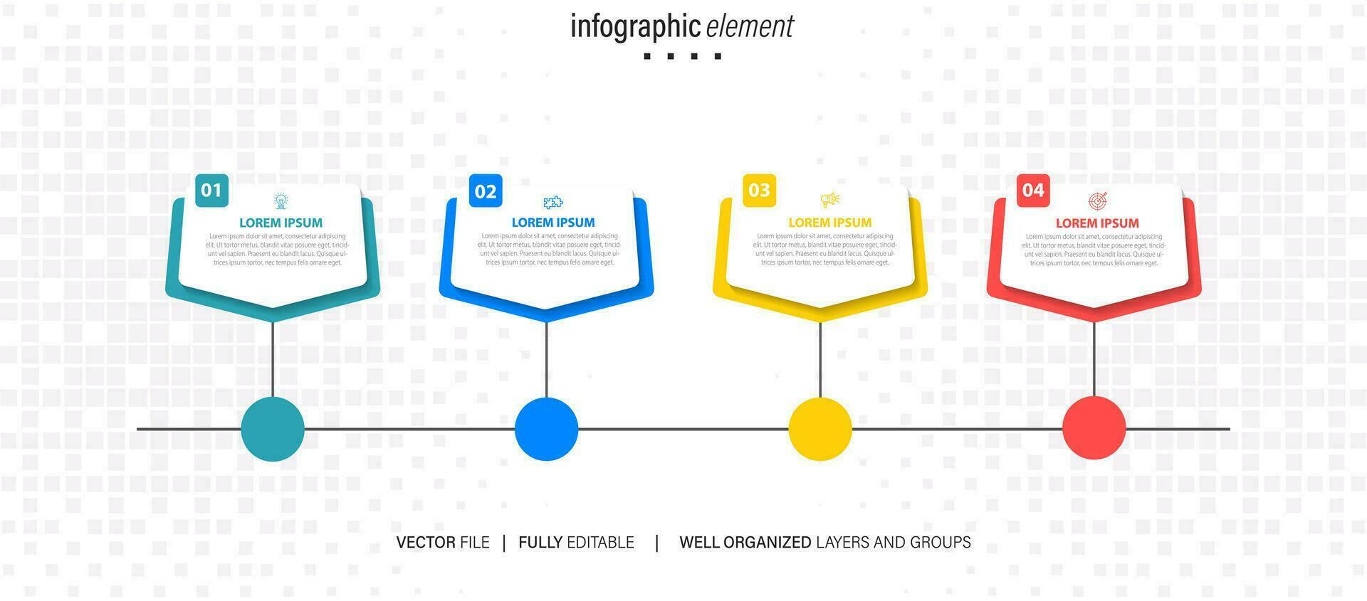 Vector Infographic arrow design with 4 options or steps. Infographics for business concept. Can be used for presentations banner, workflow layout, process diagram, flow chart, info graph