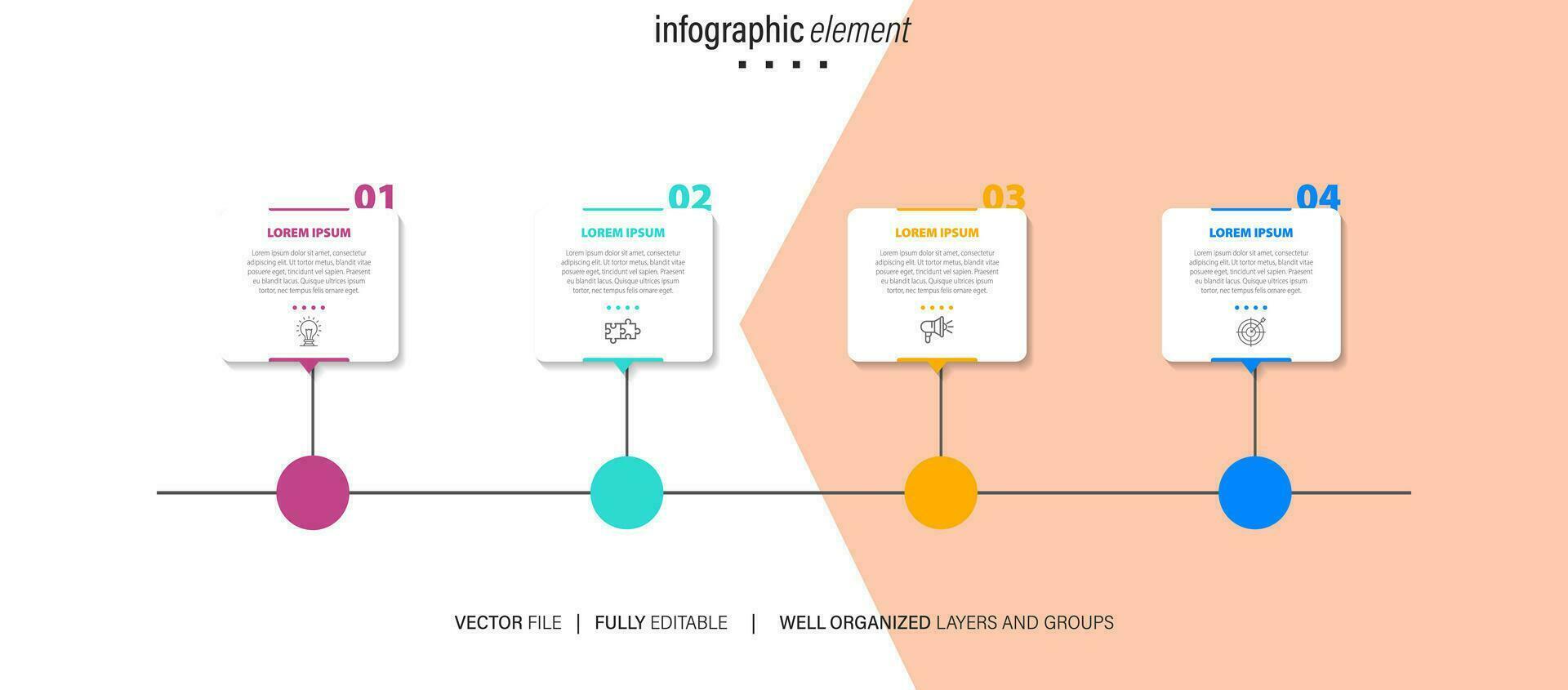 Thin line infographic scheme with 4 options. Vector template for
