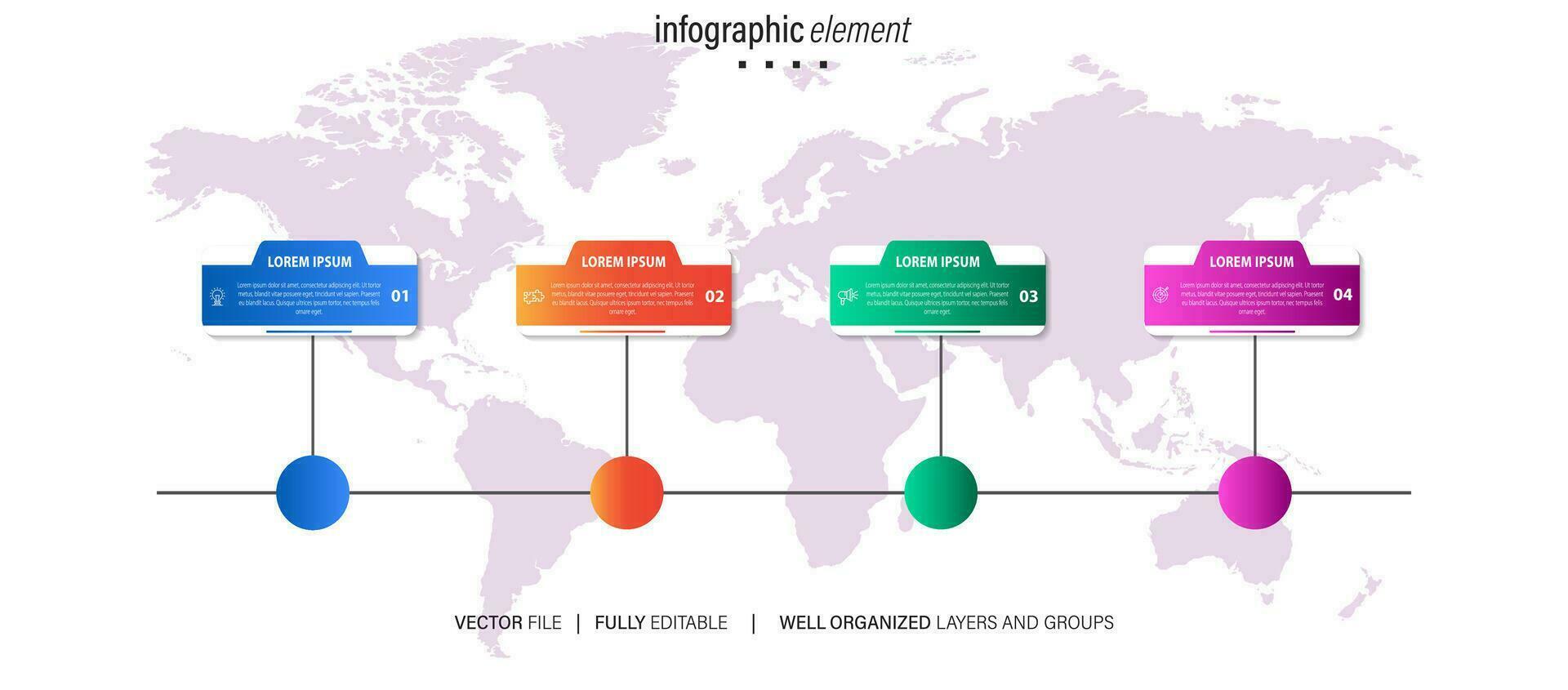 Thin line infographic scheme with 4 options. Vector template for