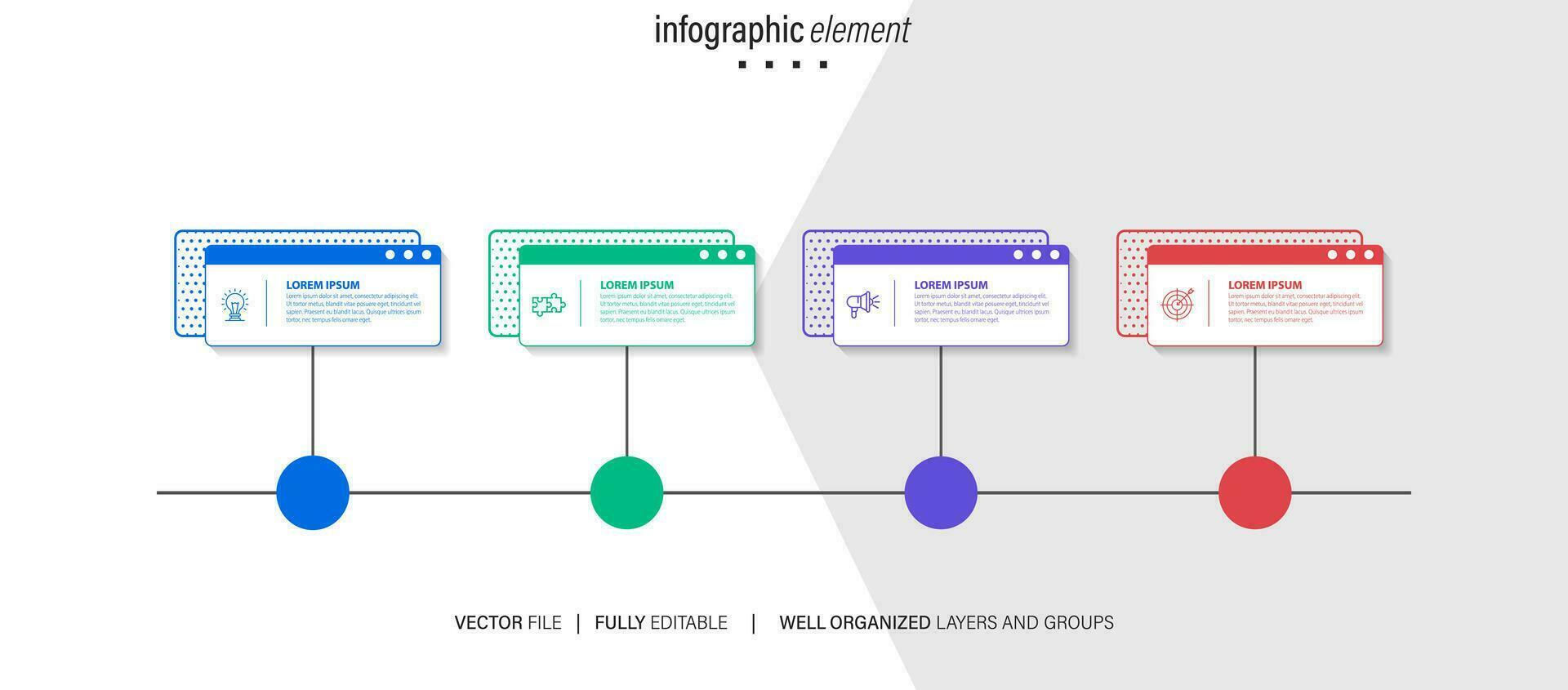 Collection of colorful infographic can be used for workflow layout, diagram, number options, web design. Infographic business concept with options, parts, steps or processes. Vector Eps 10