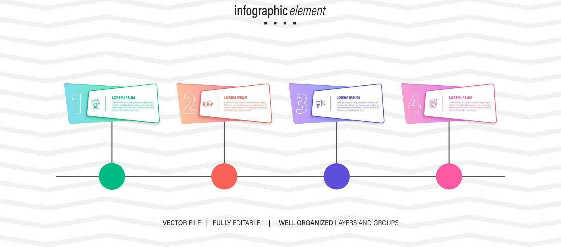 negocio proceso infografía modelo. Delgado línea diseño con números 4 4 opciones o pasos. vector ilustración gráfico diseño