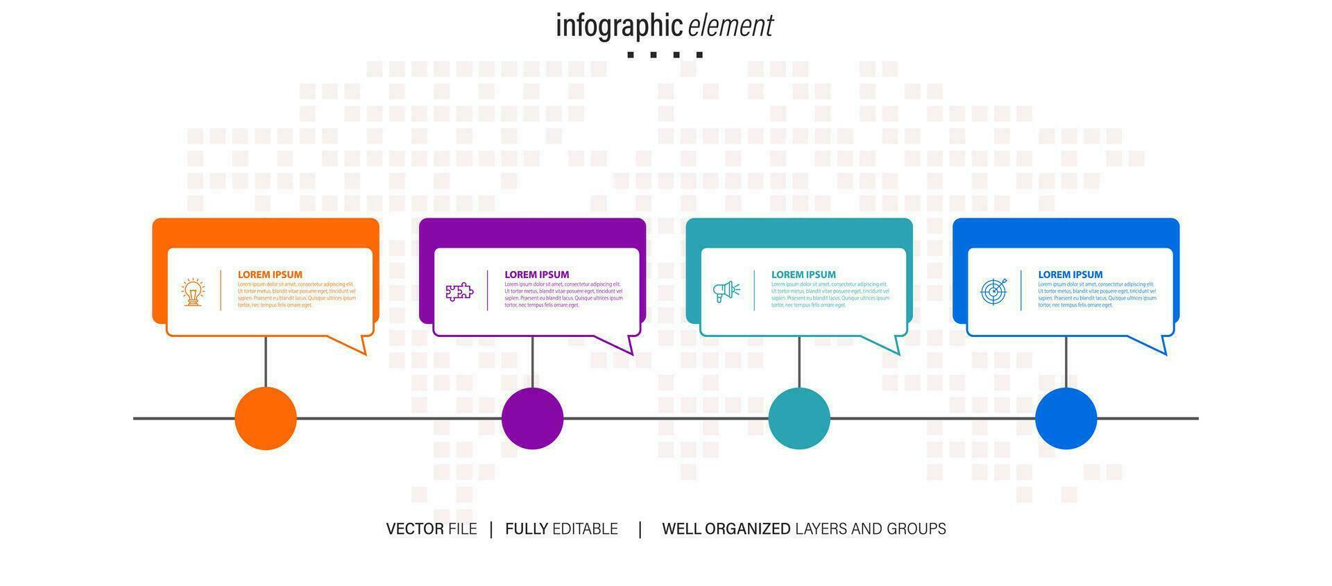 Business process infographic template. Thin line design with numbers 4 options or steps. Vector illustration graphic design