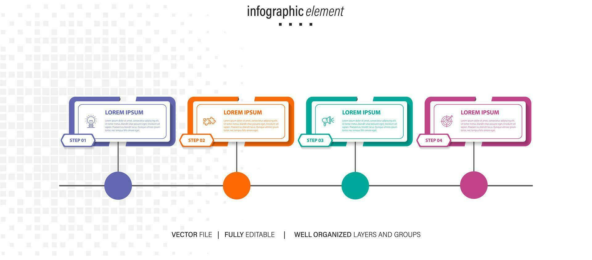 Business process infographic template. Thin line design with numbers 4 options or steps. Vector illustration graphic design
