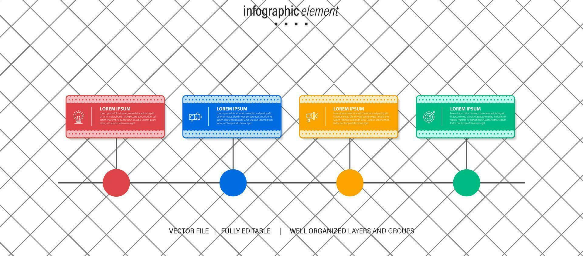 Business process infographic template. Thin line design with numbers 4 options or steps. Vector illustration graphic design