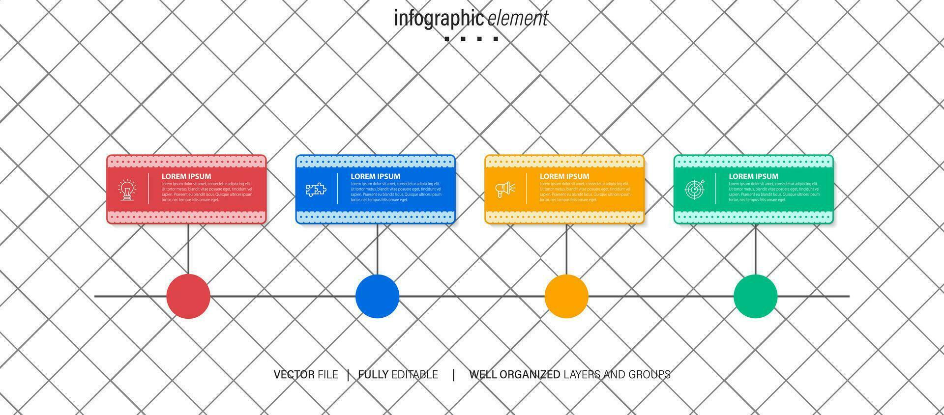 Business process infographic template. Thin line design with numbers 4 options or steps. Vector illustration graphic design