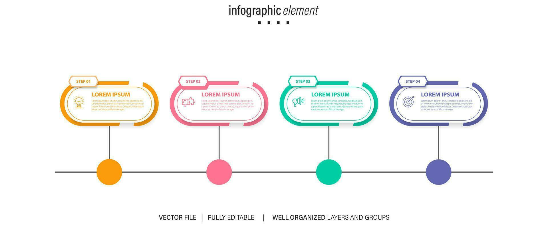 Infographics design vector and business icons with 4 options.