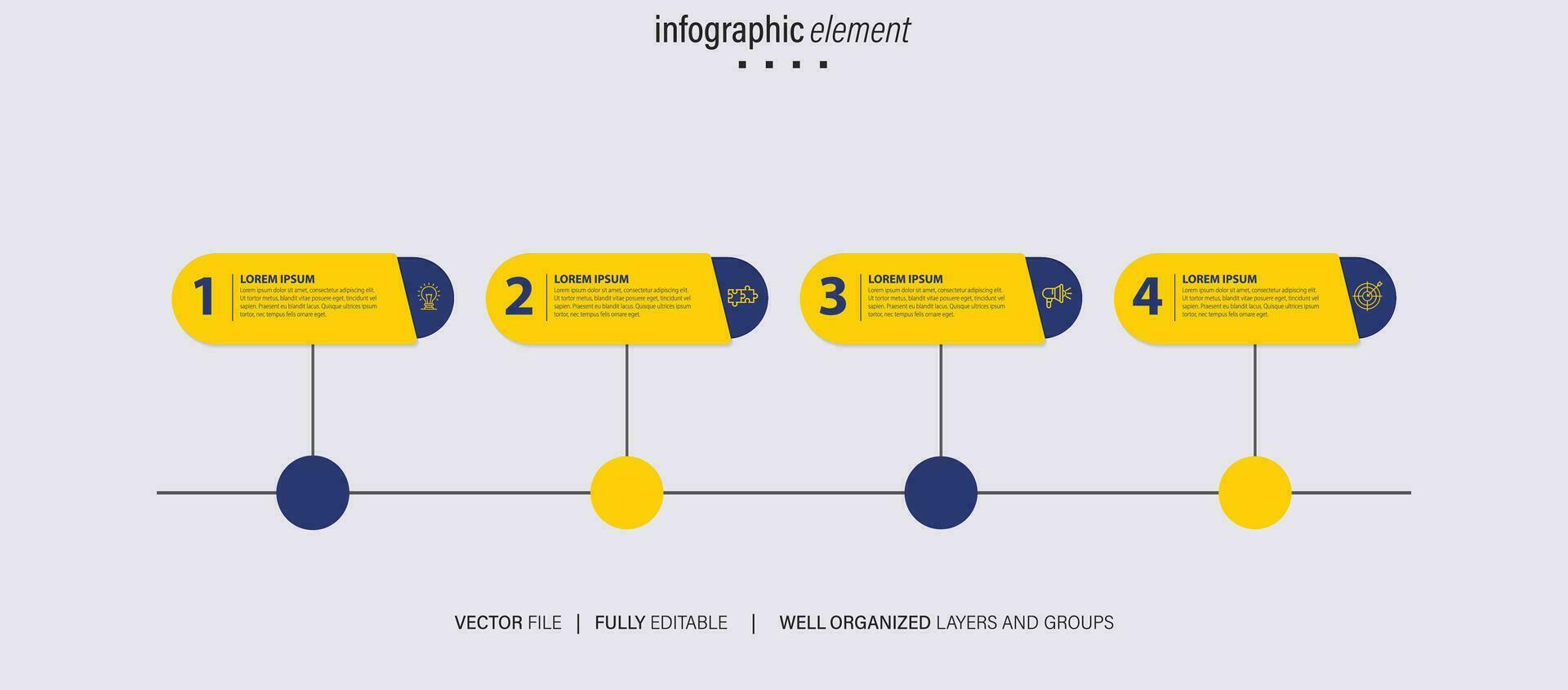 Four text box infographic elements. Business template for presentation. Vector concept with 4 options or steps.