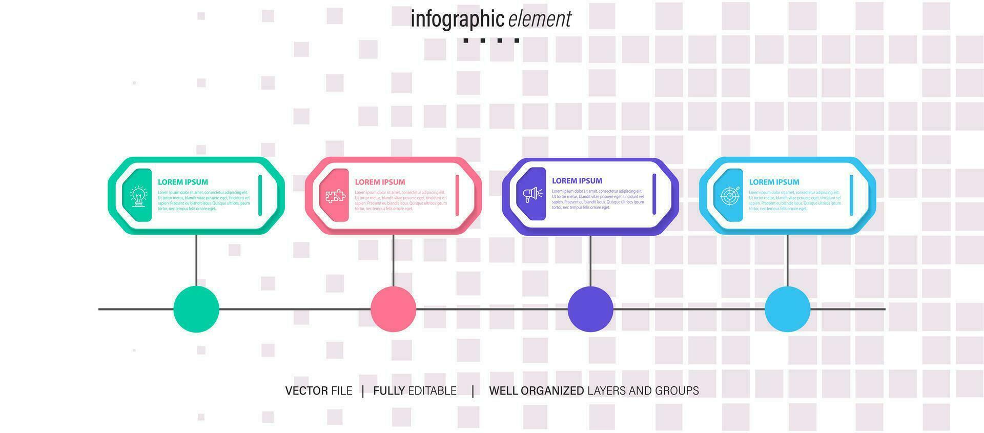 Vector infographic flat template circles for four label, diagram, graph, presentation. Business concept with 4 options. For content, flowchart, steps, timeline, workflow, marketing. EPS10