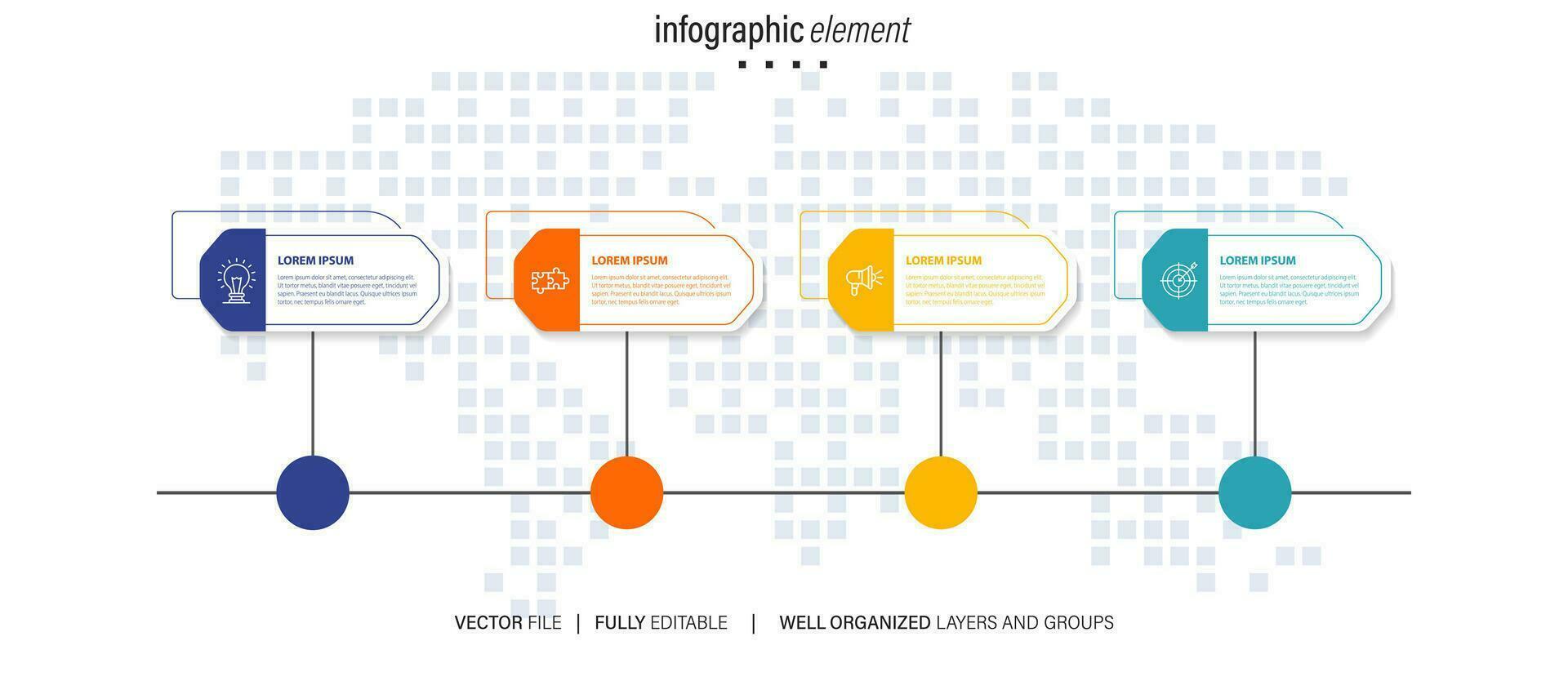 Modern infographic template with 4 steps. Business circle template with options for brochure, diagram, workflow, timeline, web design. Vector EPS 10