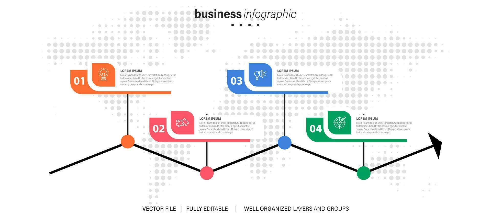 Abstract elements of graph infographic template with label, integrated circles. Business concept with 4 options. For content, diagram, flowchart, steps, parts, timeline infographics, workflow layout vector