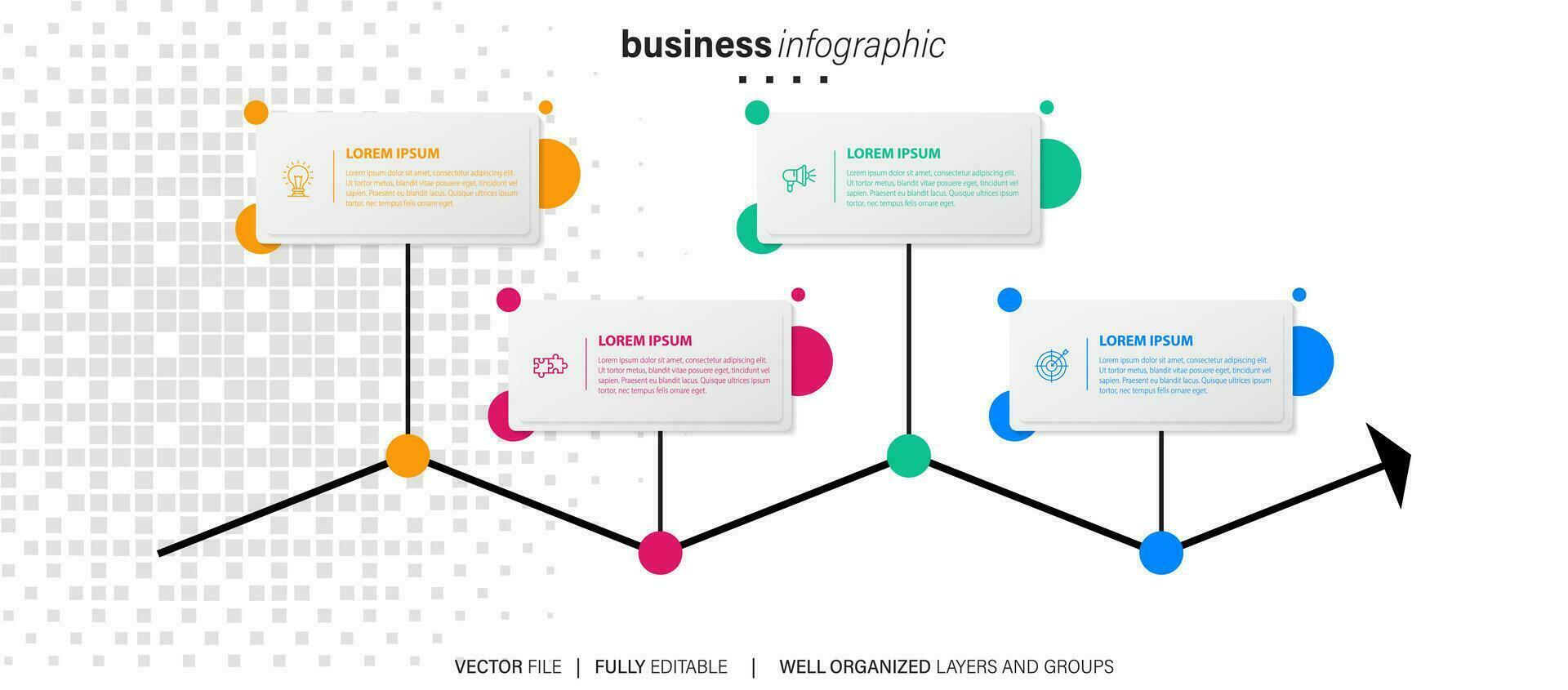 Abstract elements of graph infographic template with label, integrated circles. Business concept with 4 options. For content, diagram, flowchart, steps, parts, timeline infographics, workflow layout vector