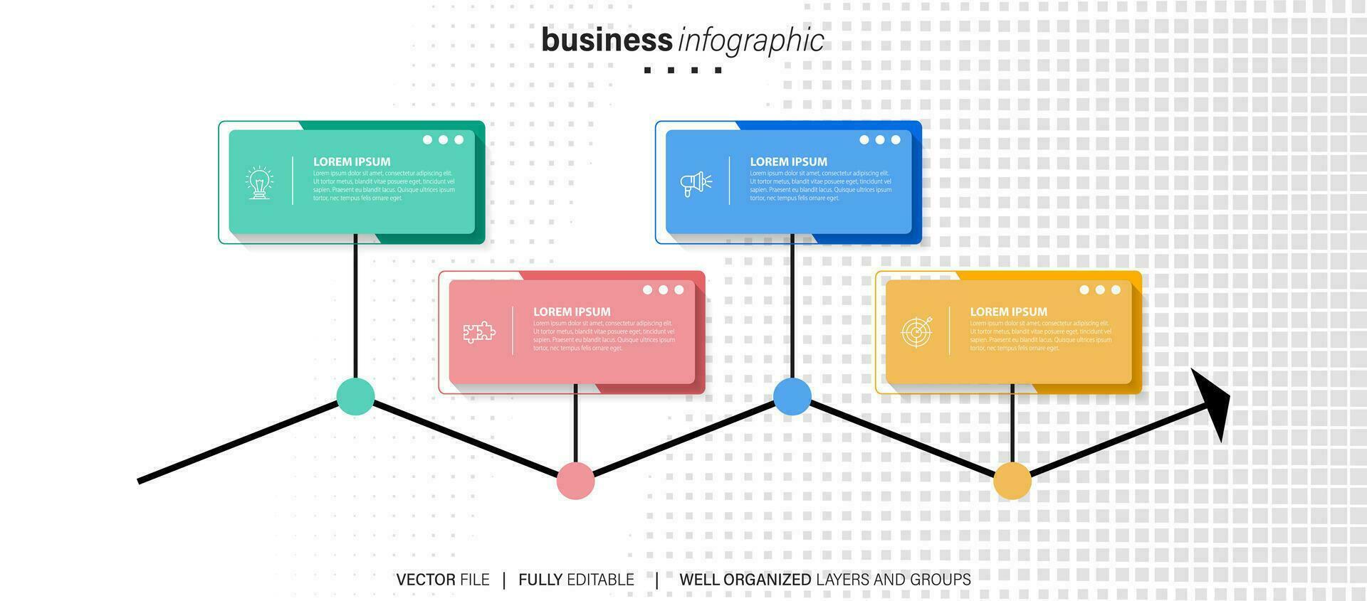Abstract elements of graph infographic template with label, integrated circles. Business concept with 4 options. For content, diagram, flowchart, steps, parts, timeline infographics, workflow layout vector