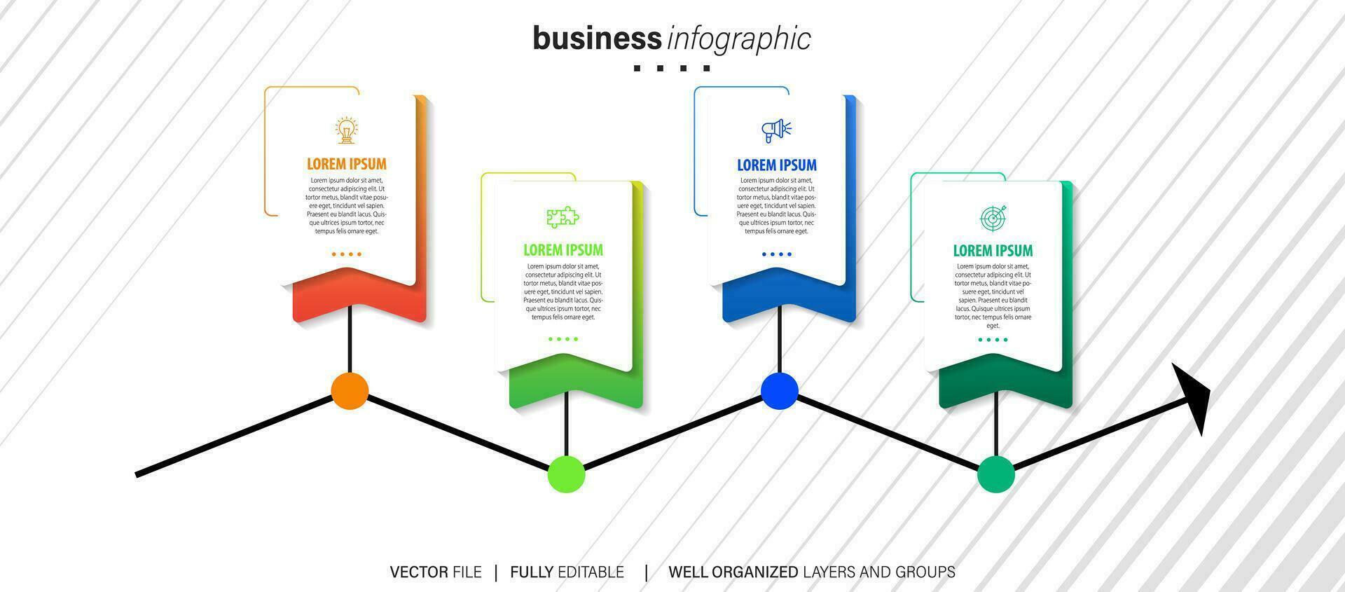 Thin line infographic scheme with 4 options. Vector template for