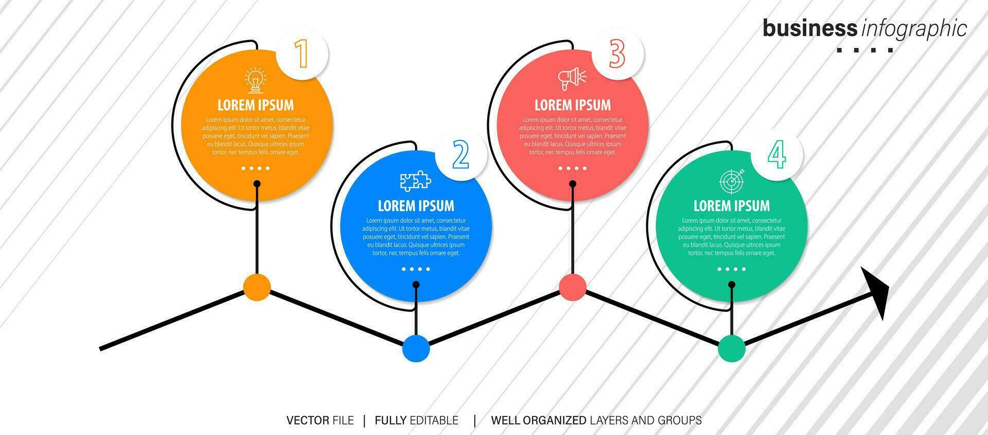 Thin line infographic scheme with 4 options. Vector template for