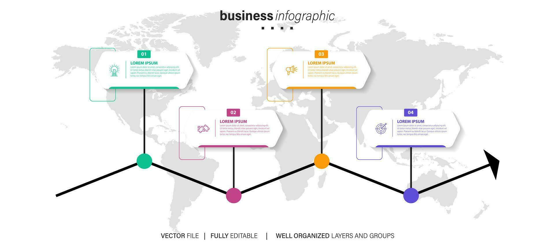 Collection of colorful infographic can be used for workflow layout, diagram, number options, web design. Infographic business concept with options, parts, steps or processes. Vector Eps 10