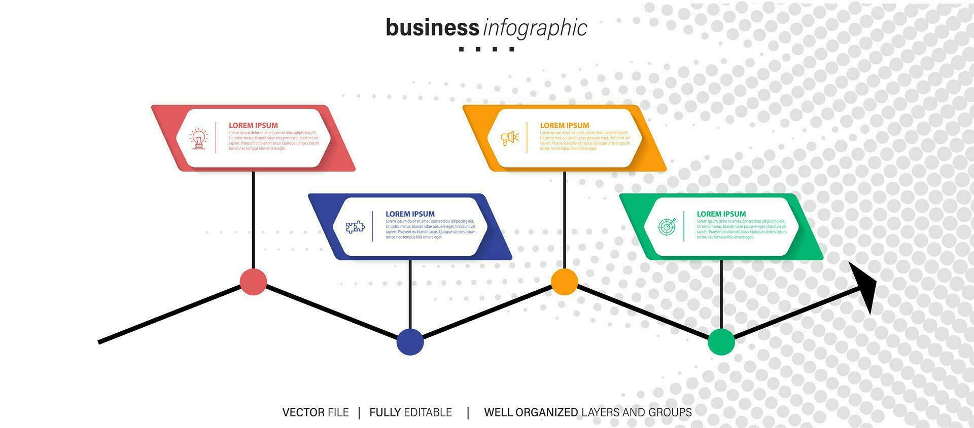 negocio proceso infografía modelo. Delgado línea diseño con números 4 4 opciones o pasos. vector ilustración gráfico diseño