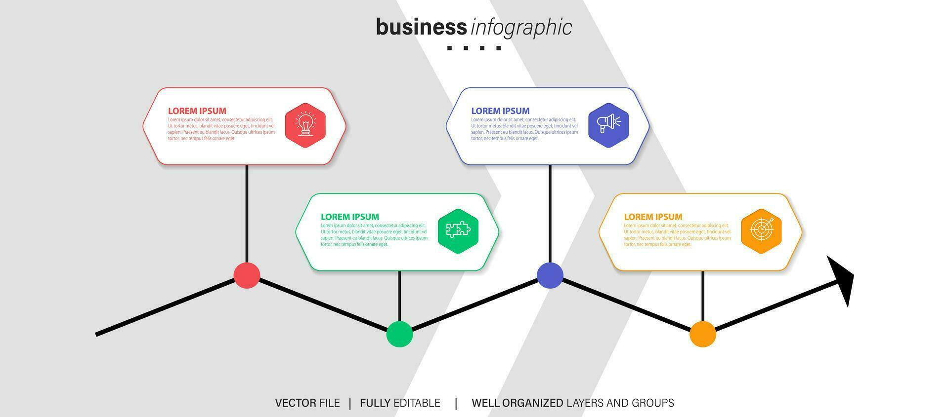 Vector infographic template with 3D paper label, integrated circles. Business concept with 4 options. For content, diagram, flowchart, steps, parts, timeline infographics, workflow, chart.