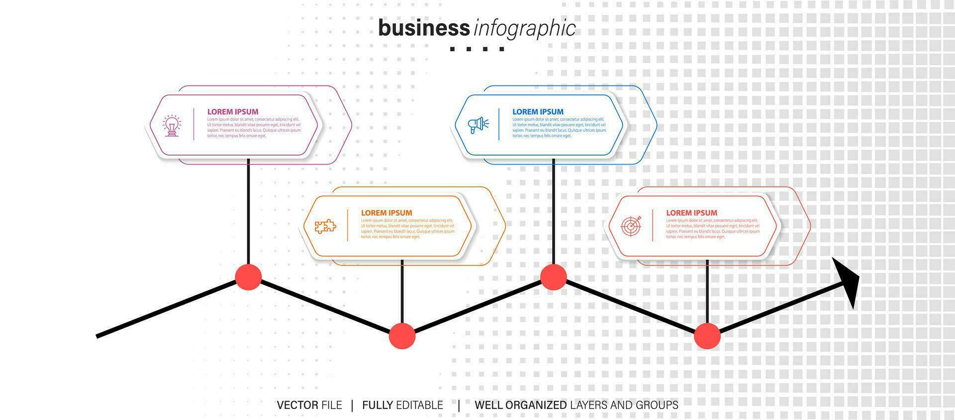 Vector infographic template with 3D paper label, integrated circles. Business concept with 4 options. For content, diagram, flowchart, steps, parts, timeline infographics, workflow, chart.