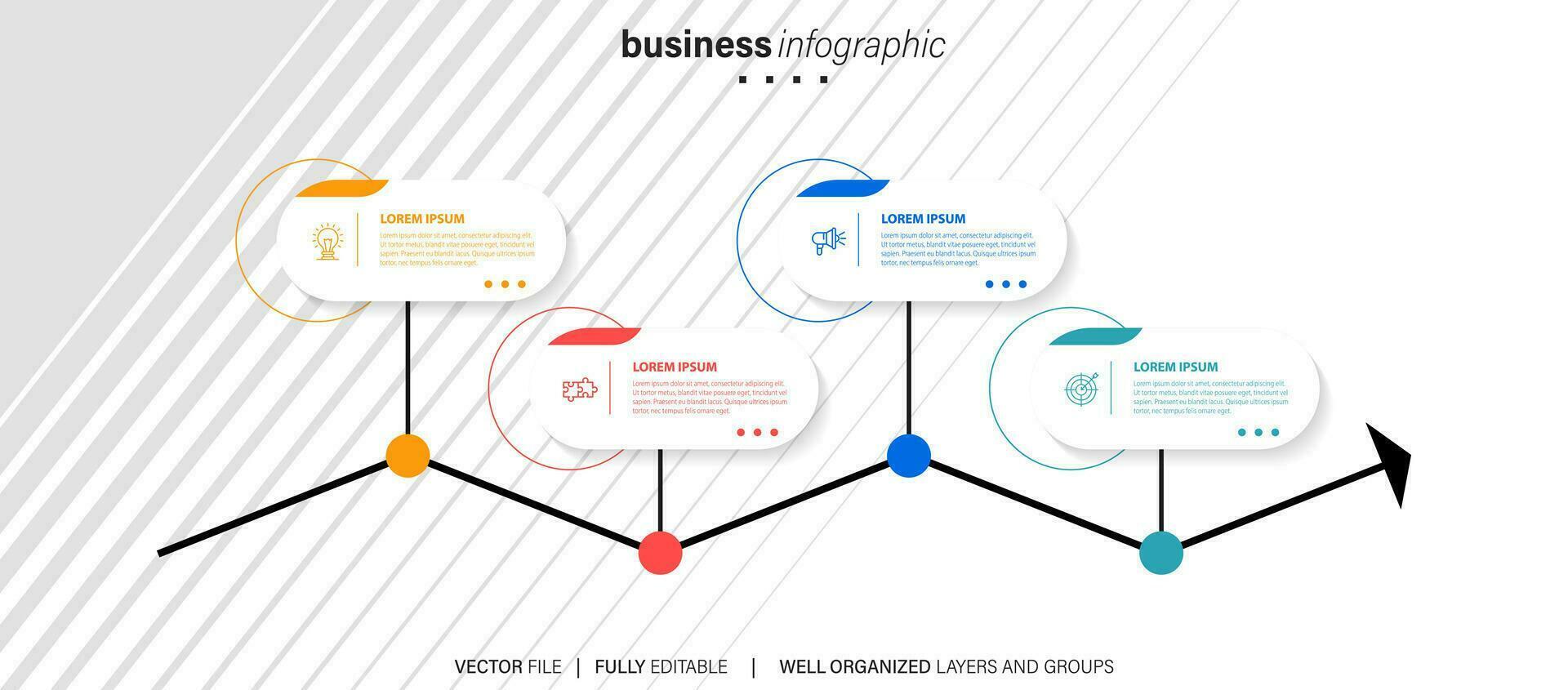 Vector infographic template with 3D paper label, integrated circles. Business concept with 4 options. For content, diagram, flowchart, steps, parts, timeline infographics, workflow, chart.