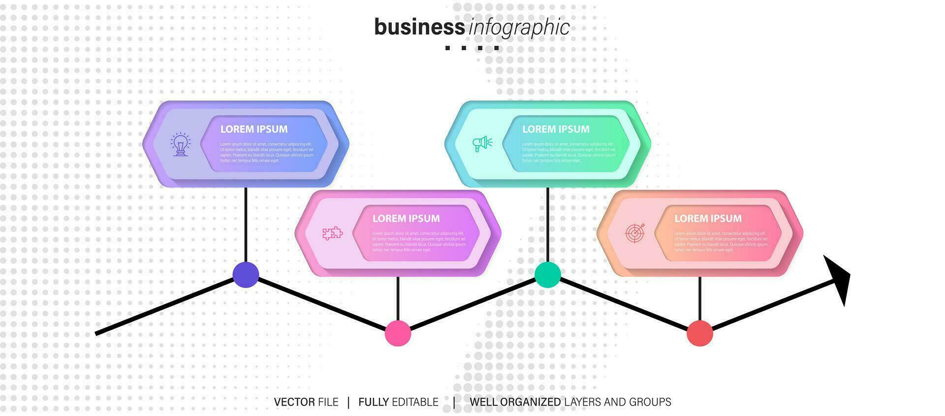 Collection of vector circle chart infographic templates for presentations, advertising, layouts, annual reports. 4 options, steps, parts.