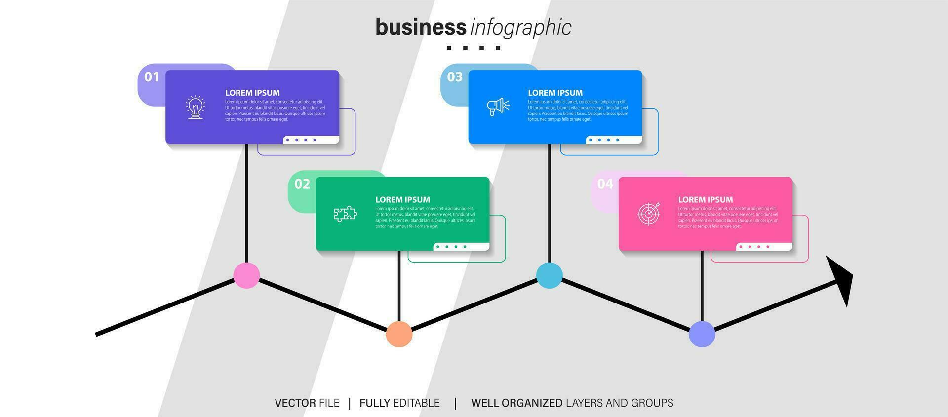 Infographics design vector and business icons with 4 options.
