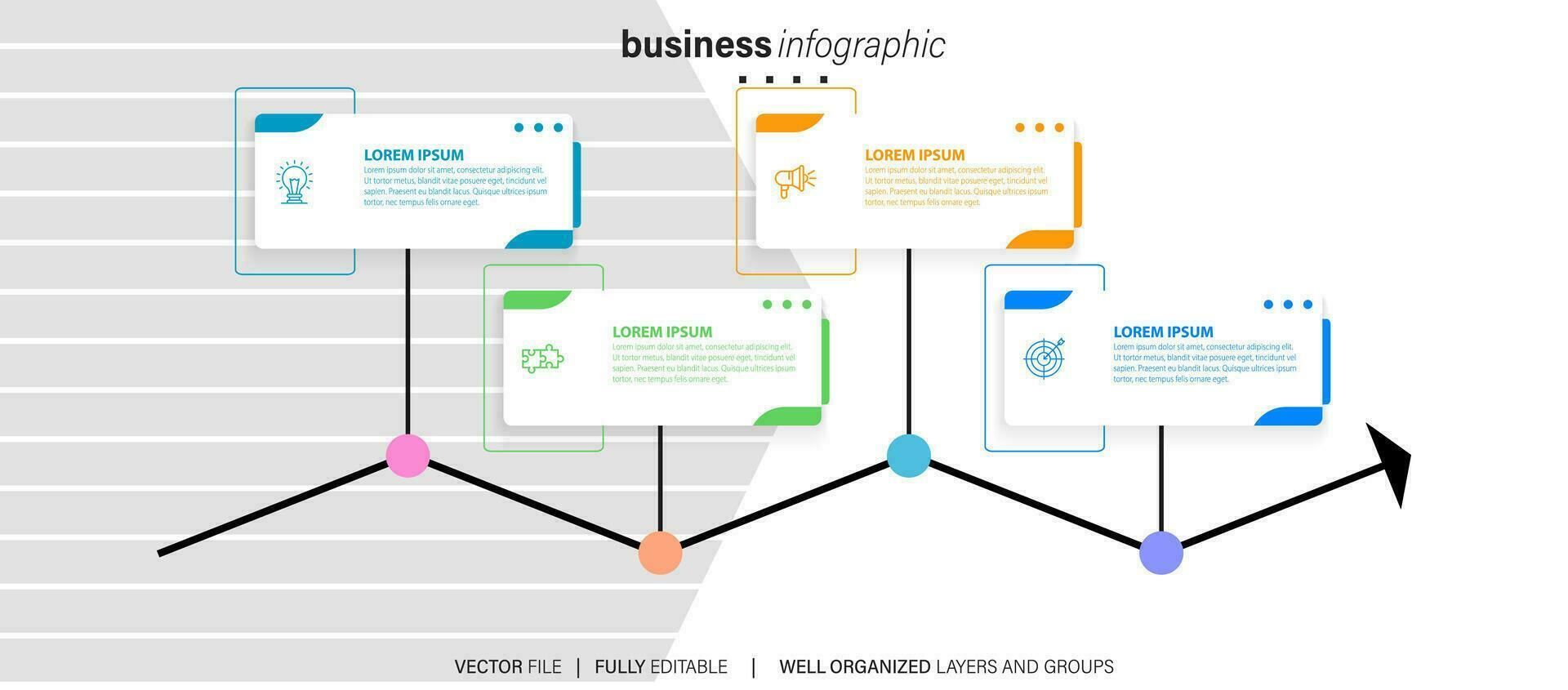 Infographics design vector and business icons with 4 options.