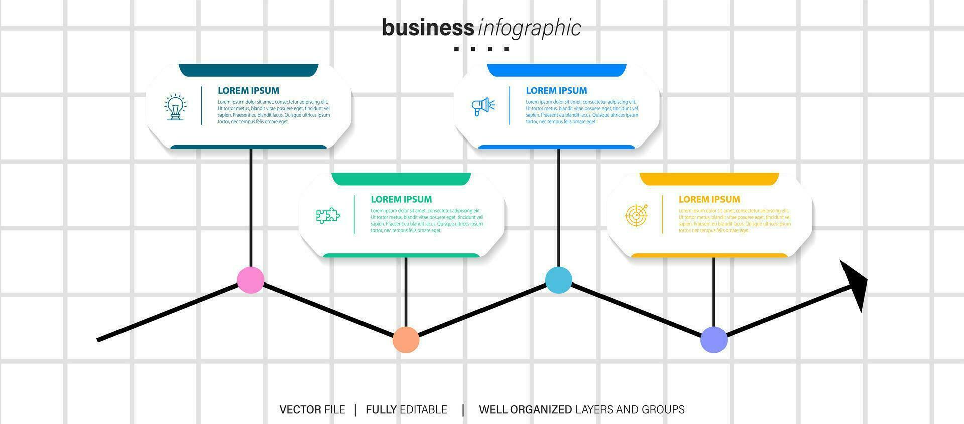 Infographics design vector and business icons with 4 options.