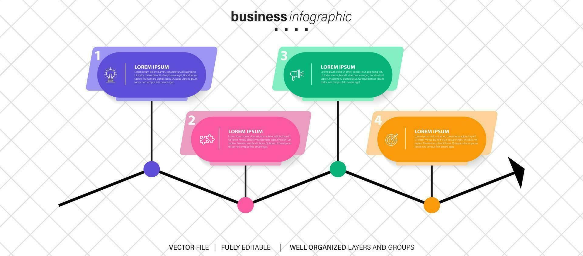 Infographics design vector and business icons with 4 options.