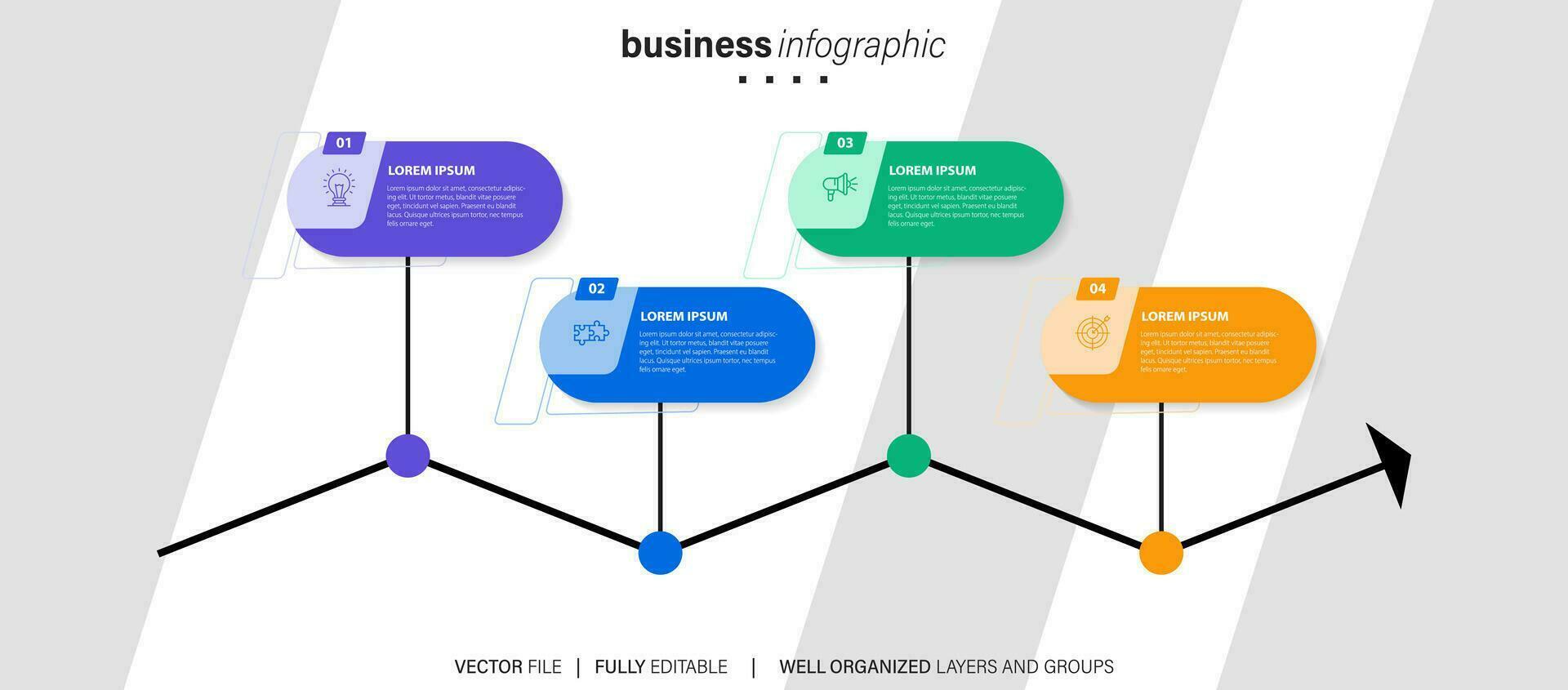 plantilla infográfica vectorial con etiqueta de papel 3d, círculos integrados. concepto de negocio con 4 opciones. para contenido, diagrama, diagrama de flujo, pasos, partes, infografías de línea de tiempo, flujo de trabajo, gráfico. vector