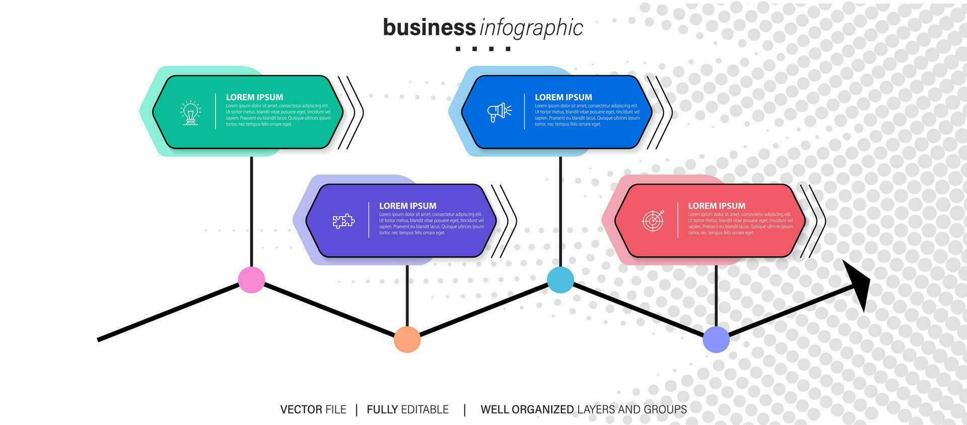Vector infographic template with 3D paper label, integrated circles. Business concept with 4 options. For content, diagram, flowchart, steps, parts, timeline infographics, workflow, chart.