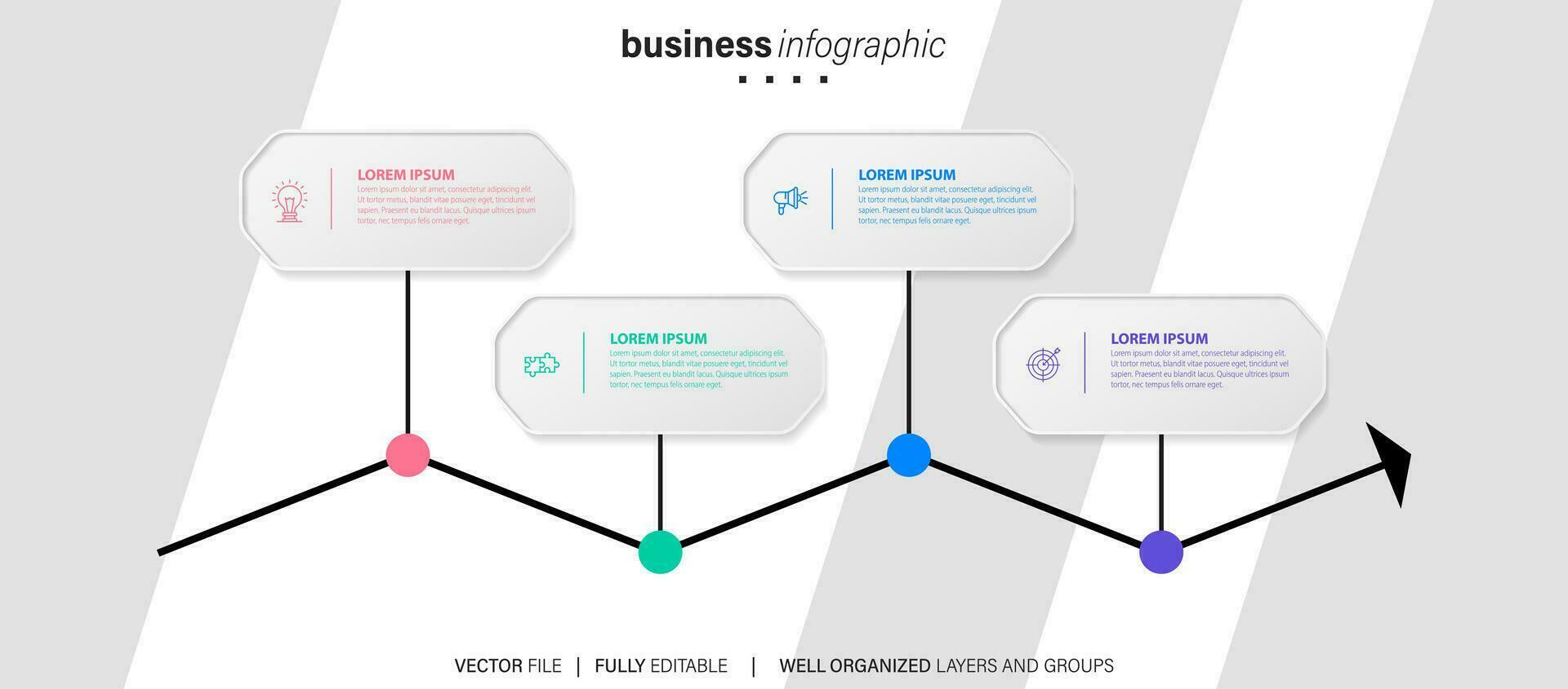 negocio infografía elemento proceso modelo diseño con íconos y 4 4 opciones o pasos. vector ilustración.