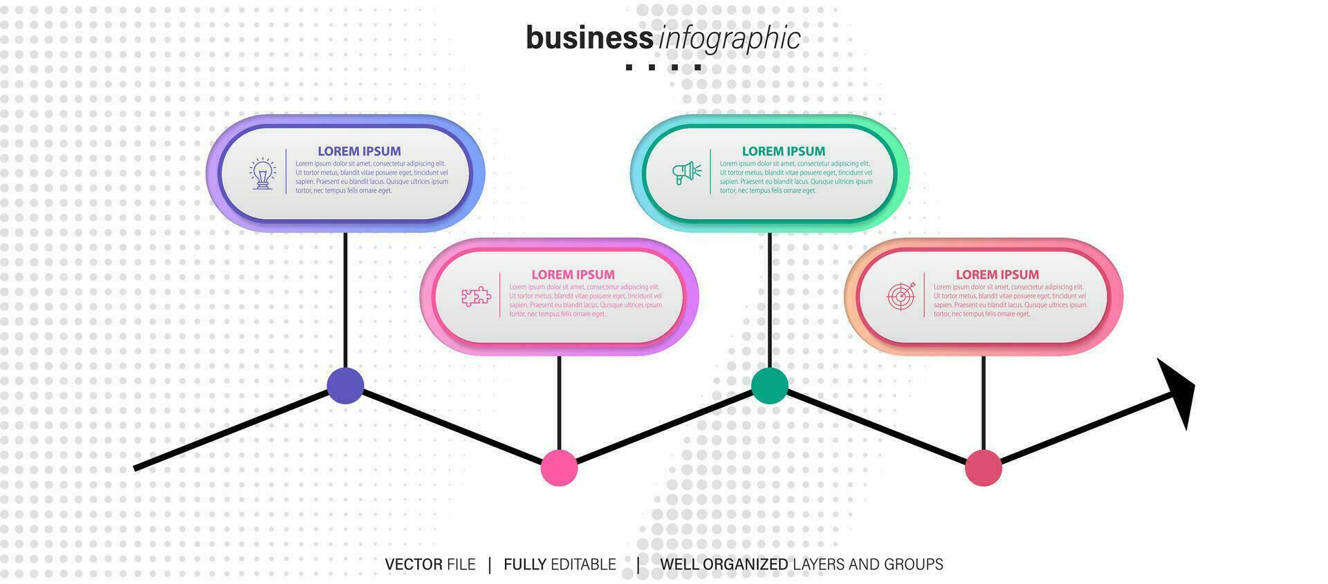 Modern infographic template with 4 steps. Business circle template with options for brochure, diagram, workflow, timeline, web design. Vector EPS 10