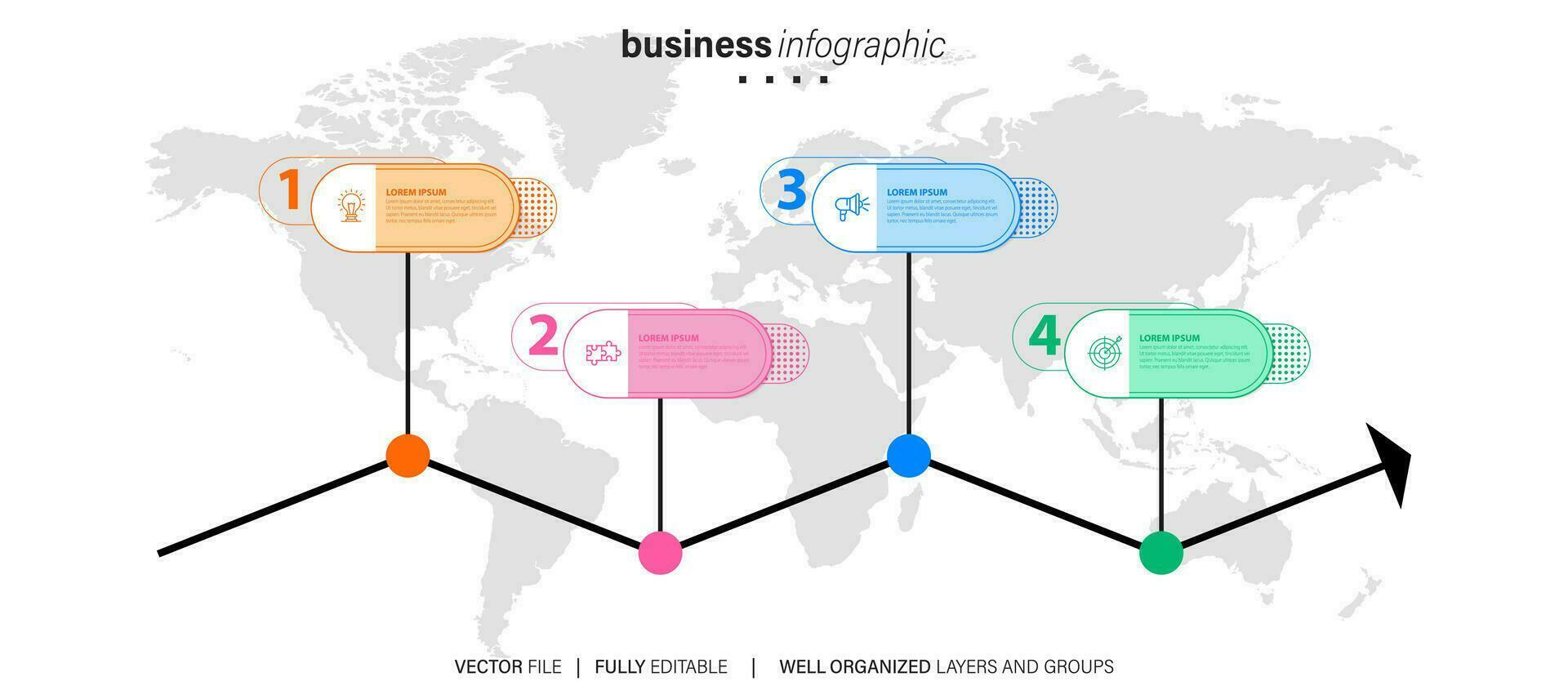 Set of infographics elements in modern flat business style vector
