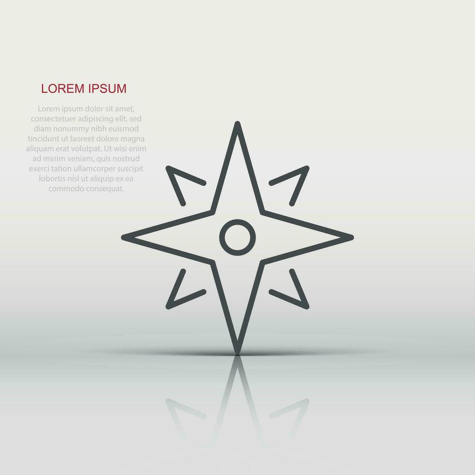 Compass icon in flat style. Navigation equipment vector illustration on white isolated background. Journey direction business concept.