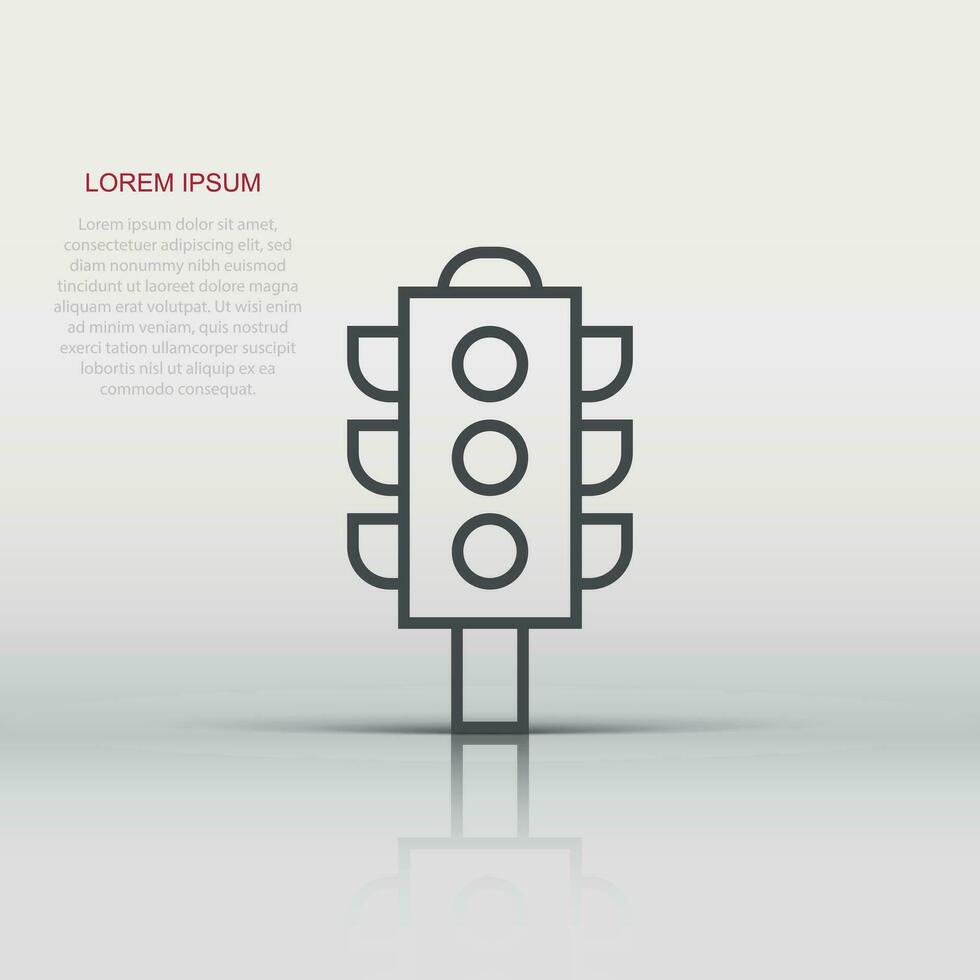 Semaphore icon in flat style. Traffic light vector illustration on white isolated background. Crossroads business concept.