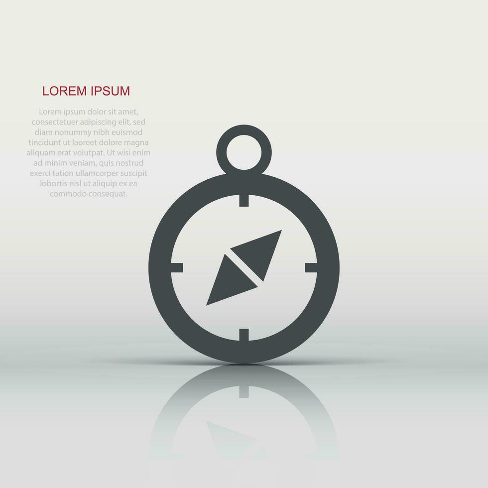 Compass icon in flat style. Navigation equipment vector illustration on white isolated background. Journey direction business concept.