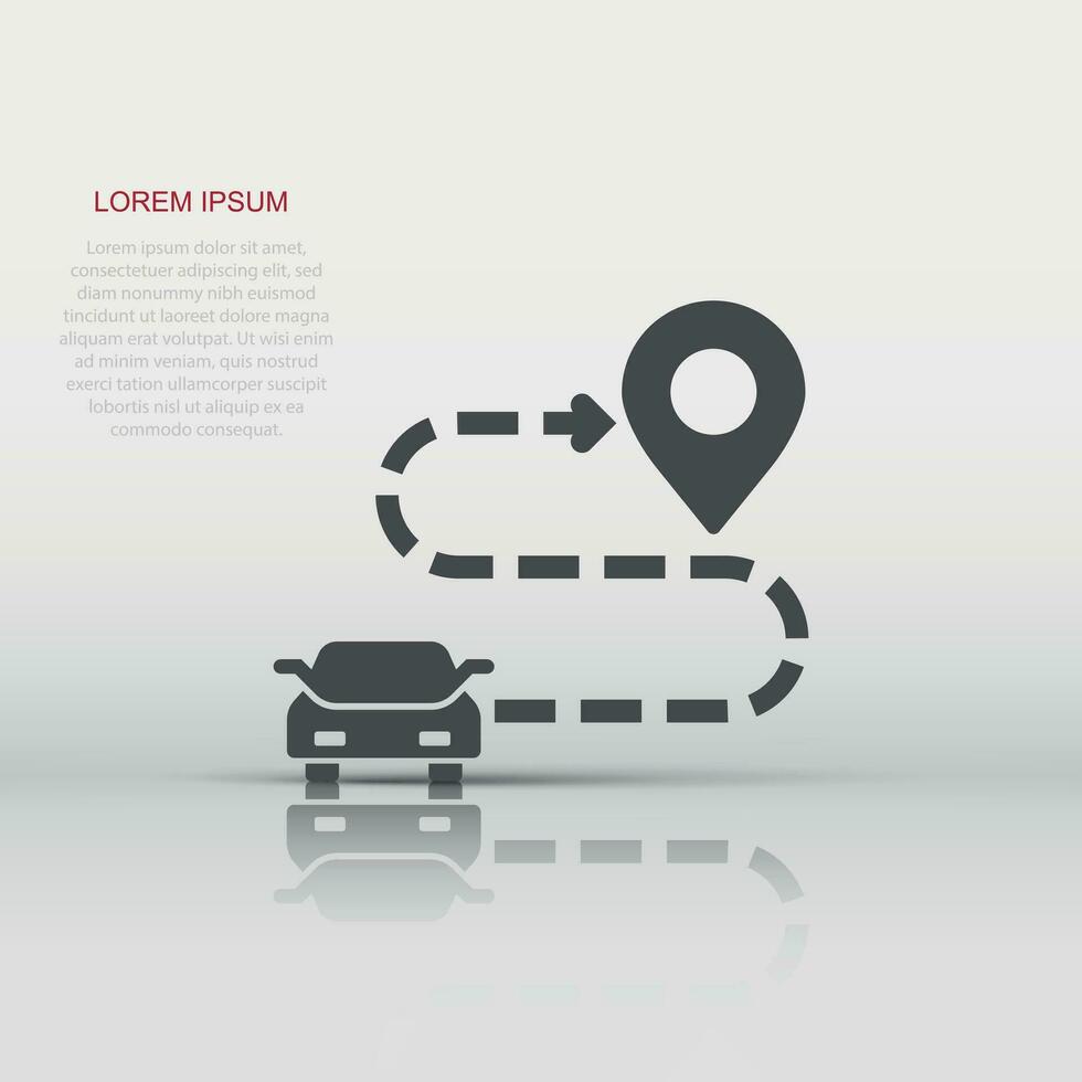 Car destination icon in flat style. Car navigation vector illustration on white isolated background. Locate position business concept.