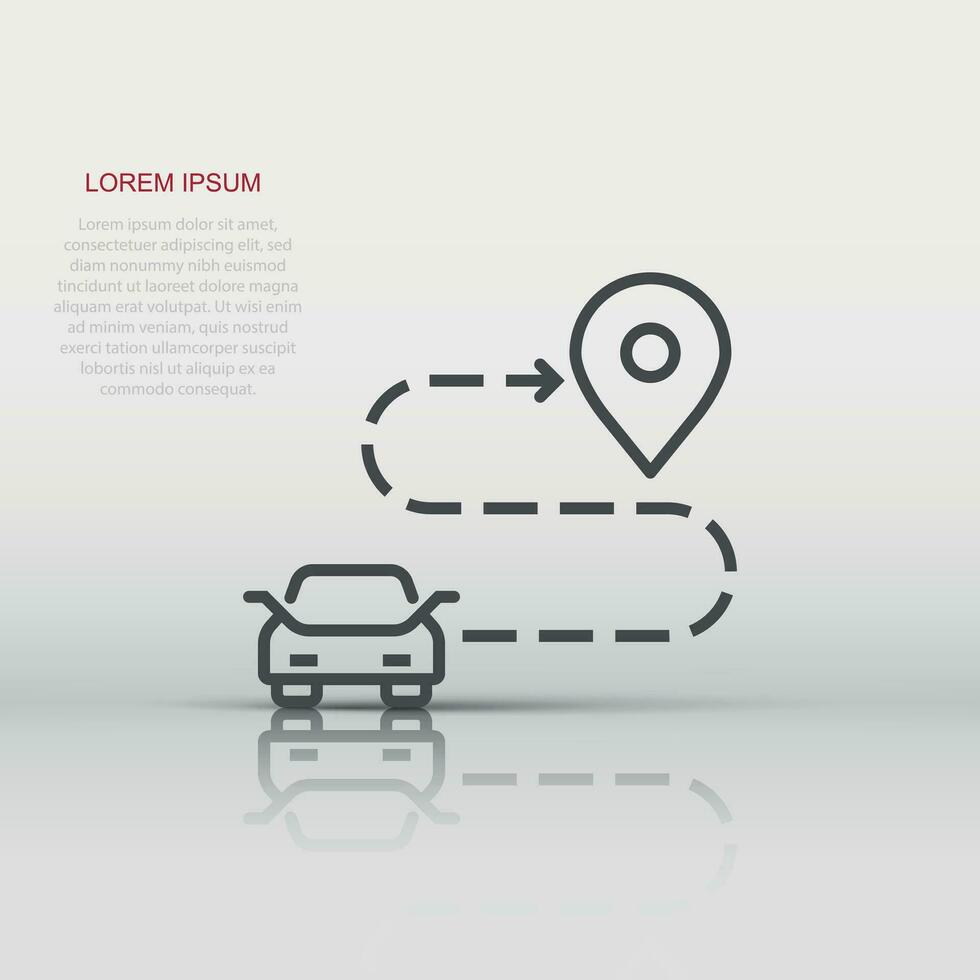 Car destination icon in flat style. Car navigation vector illustration on white isolated background. Locate position business concept.