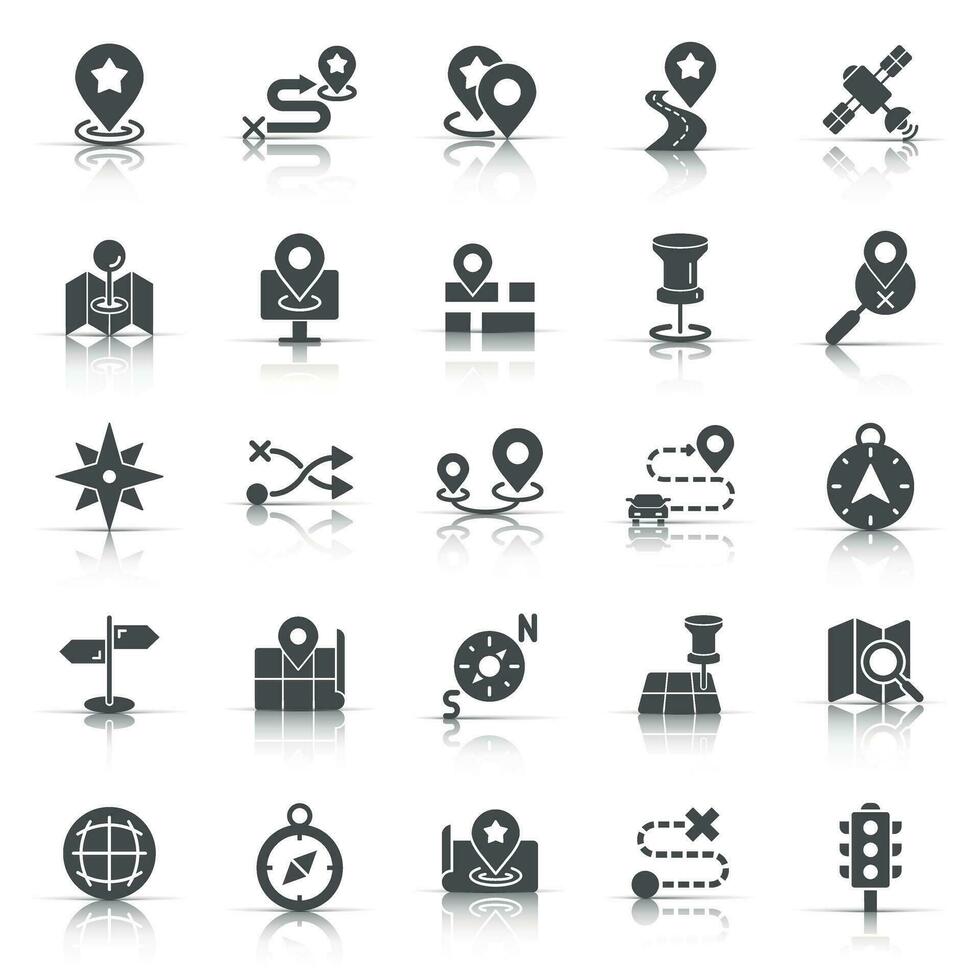 Navigation icon set in flat style. Gps direction vector illustration on white isolated background. Locate pin position business concept.
