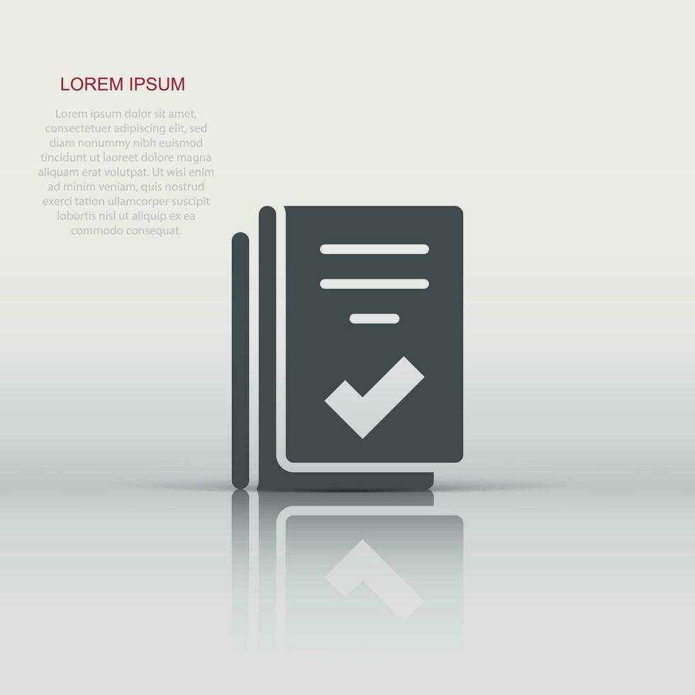 Document checklist icon in flat style. Report vector illustration on white isolated background. Paper sheet business concept.