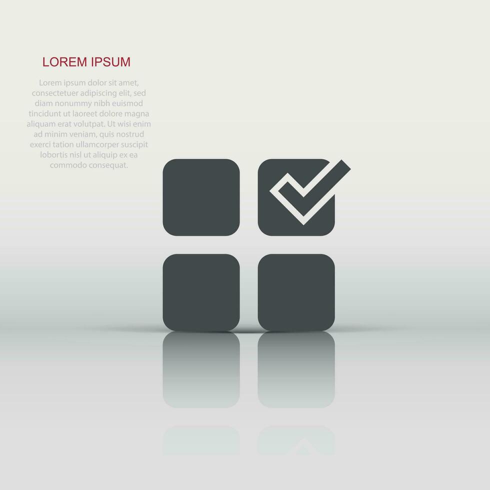 Checklist document icon in flat style. Survey vector illustration on white isolated background. Check mark choice business concept.