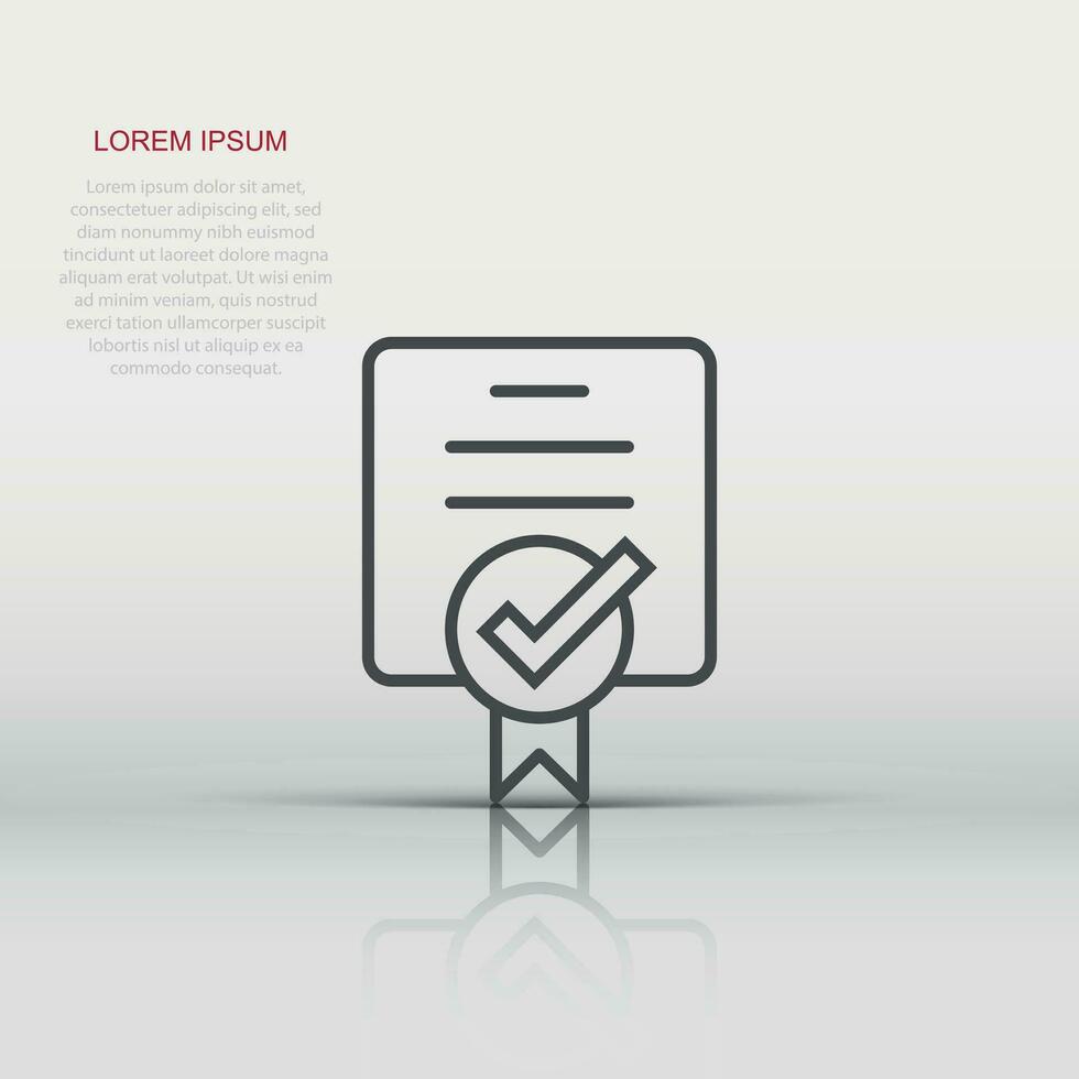 Approve certificate icon in flat style. Document check mark vector illustration on white isolated background. Approval choice business concept.