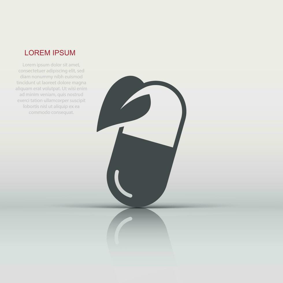 Vitamin pill note icon in flat style. Capsule vector illustration on white isolated background. Antibiotic sign business concept.