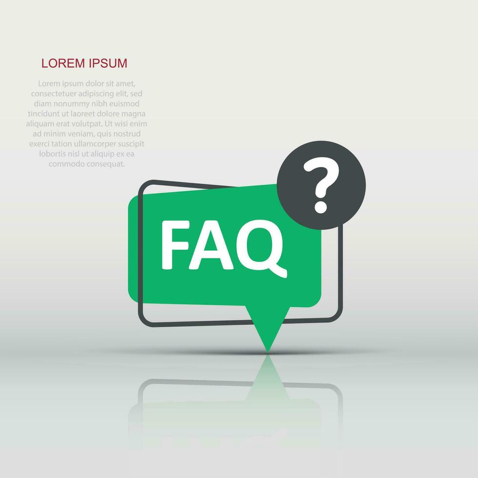 Faq speech bubble icon in flat style. Question vector illustration on white isolated background. Communication sign business concept.