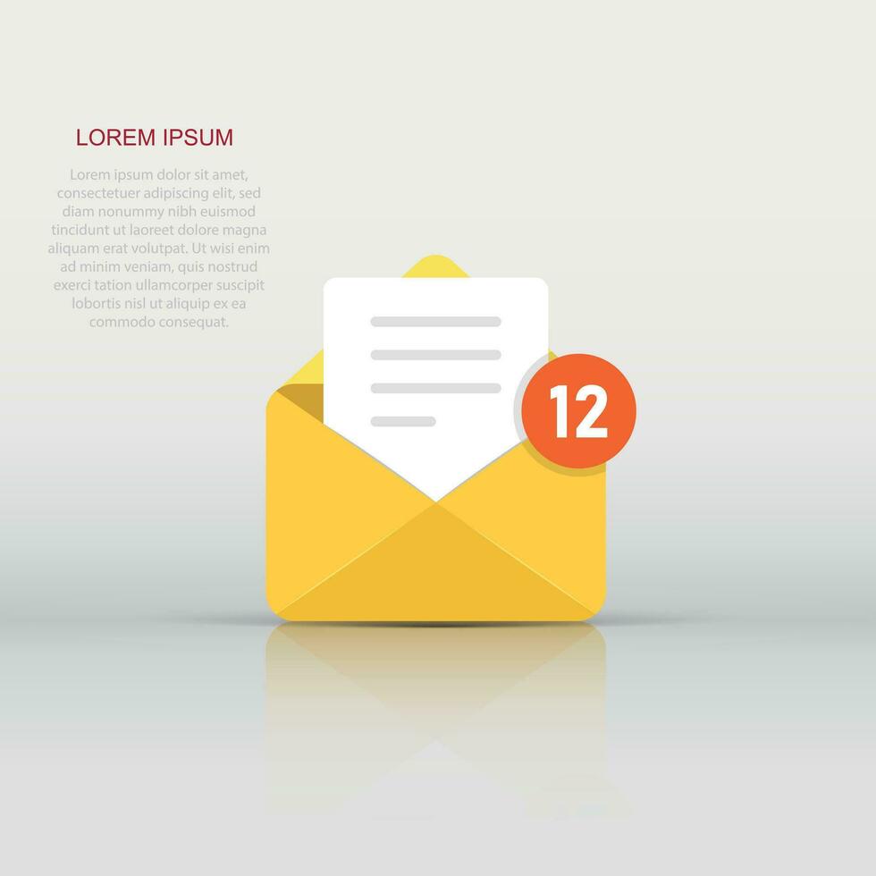 New incoming messages icon in flat style. Envelope with notification vector illustration on isolated background. Email sign business concept.
