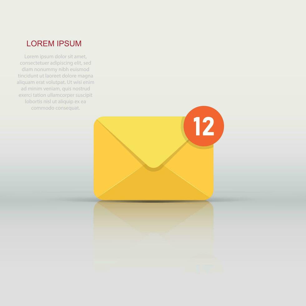 New incoming messages icon in flat style. Envelope with notification vector illustration on isolated background. Email sign business concept.