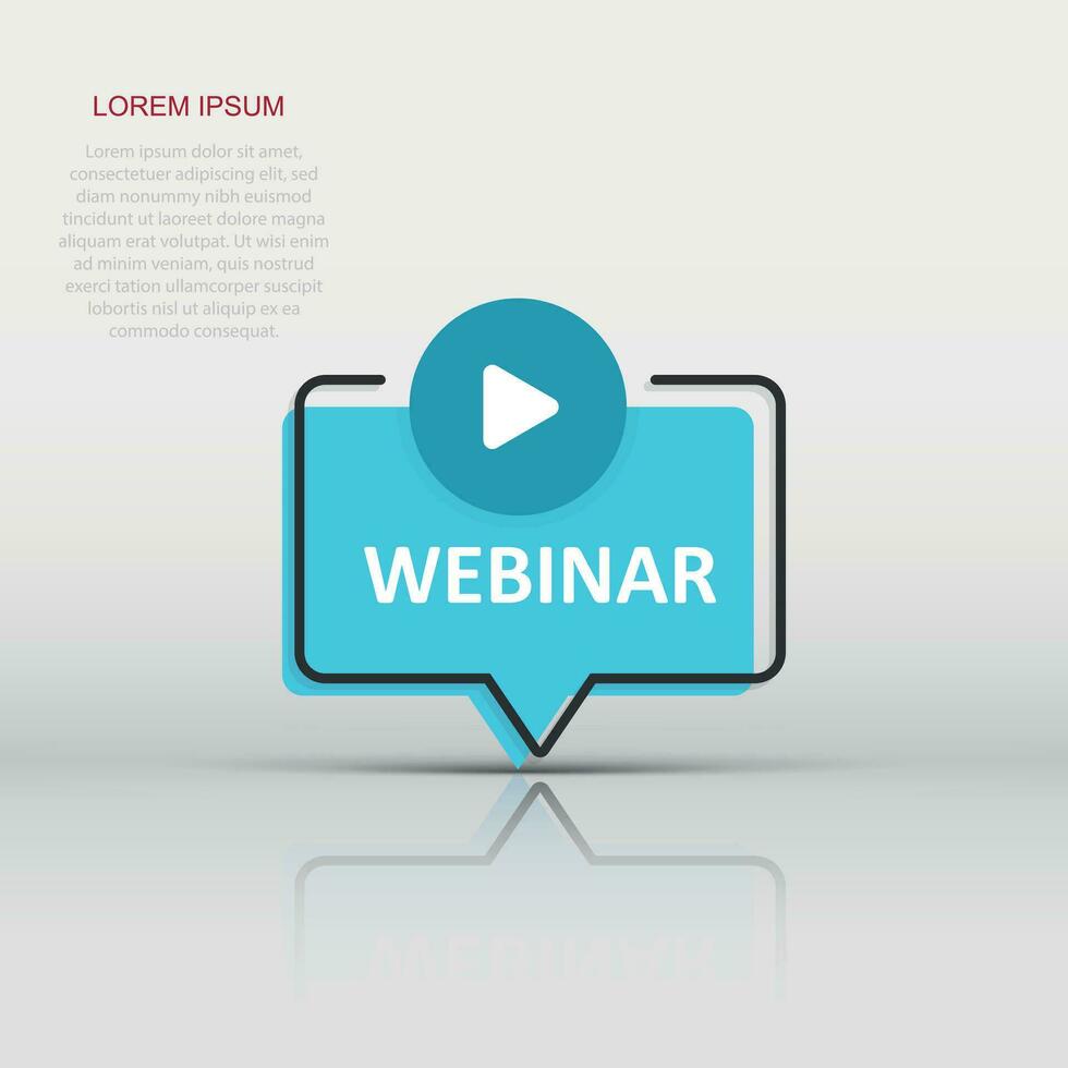 Live webinar icon in flat style. Online training vector illustration on isolated background. Conference stream sign business concept.