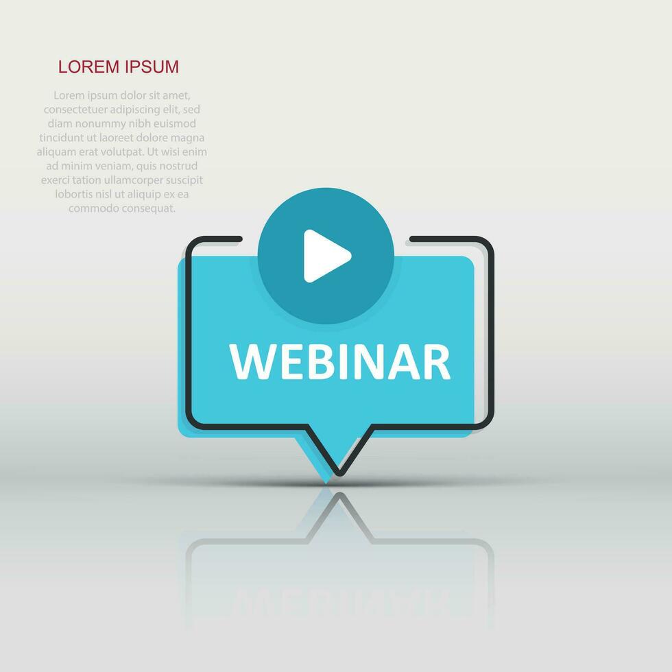 Live webinar icon in flat style. Online training vector illustration on isolated background. Conference stream sign business concept.